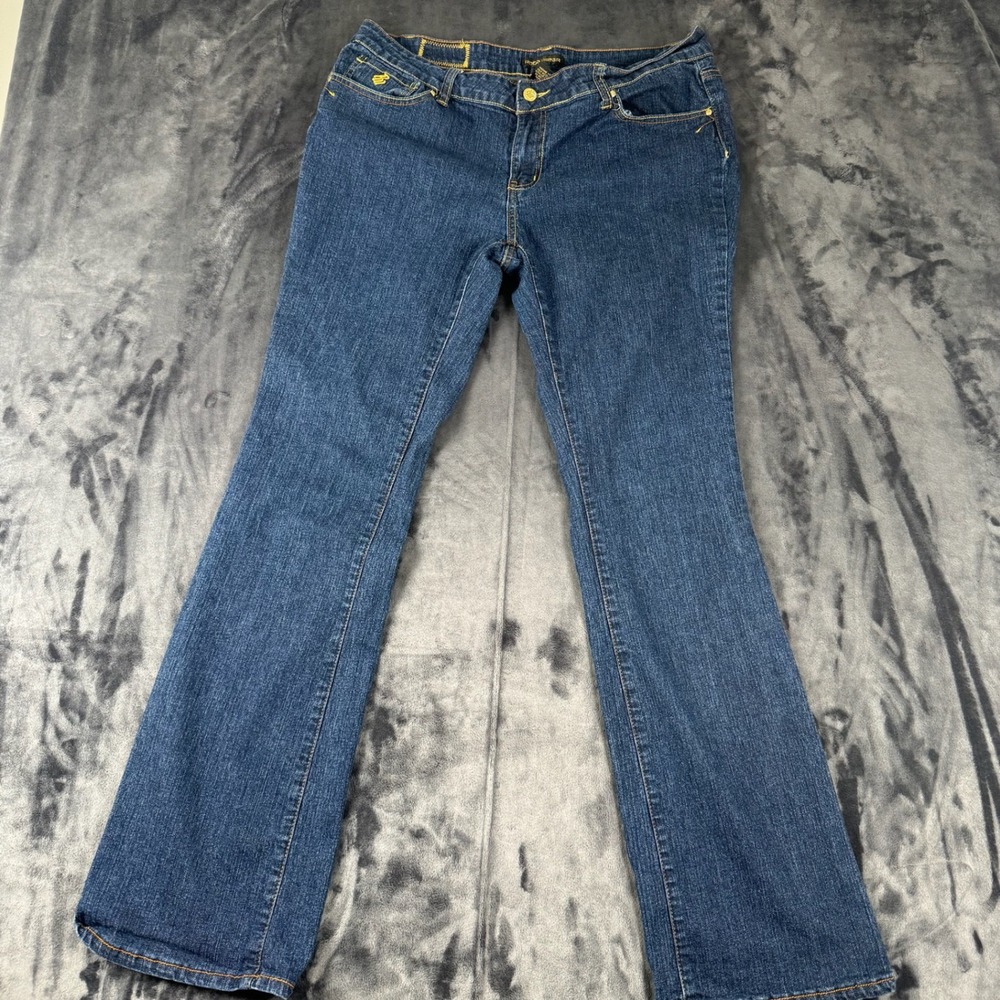 Rocawear Bootcut Jeans Womens Size 15 Blue Embroidered Logo Stretch Denim